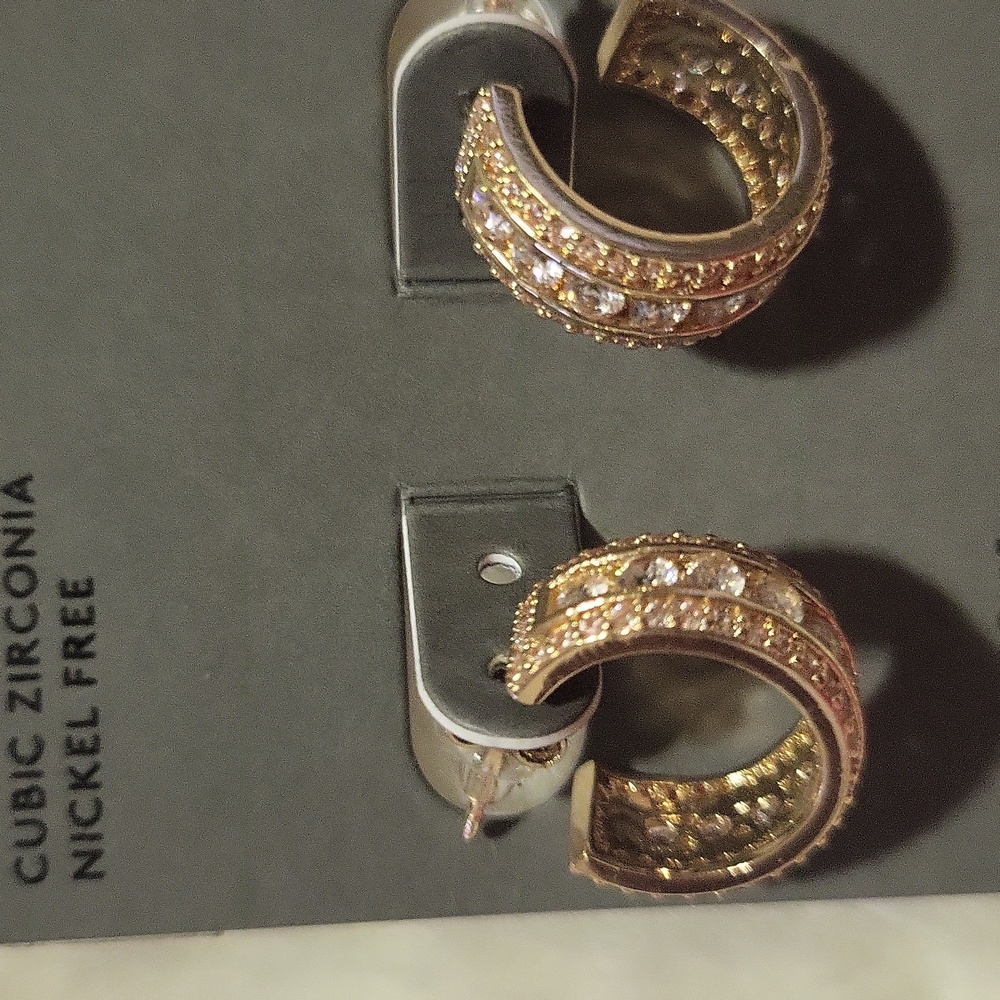 Nordstrom Gold and Cubic Zirconia Hoop Earrings - Picture 4 of 4